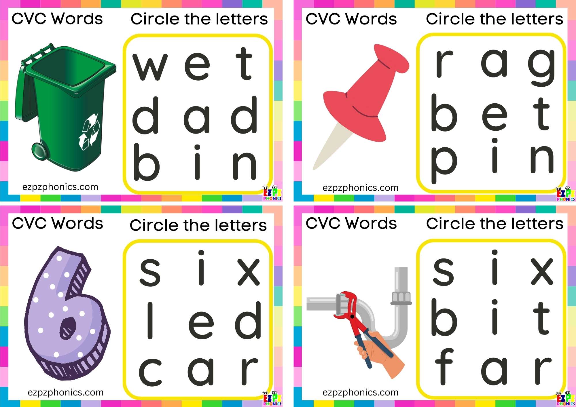 Short i Vowel CVC words Circle the letters to make the words 2